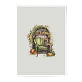 Cozy Autumn Photographic Prints, Fall Decor Art, Pumpkin Season Prints, Watercolor Chair Art, Book Nook Fine Art, Seasonal Wall Art - Tawshia
